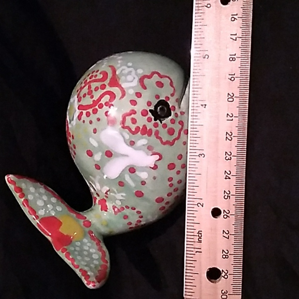 Hand Painted Colorful Ceramic Whale Figurine (B2) - Picture 2 of 10
